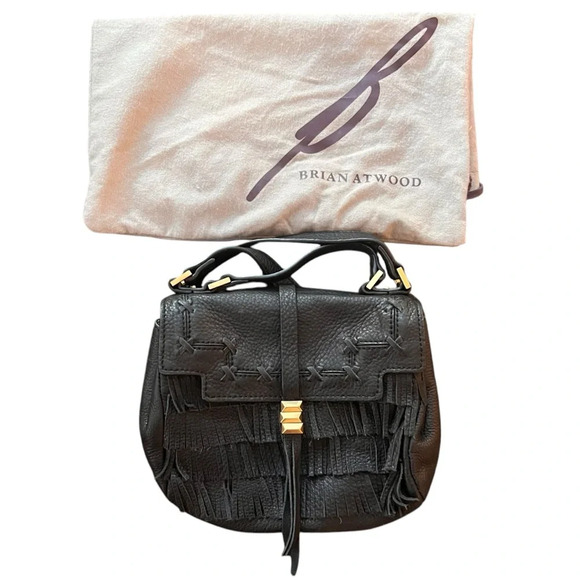Brian Atwood Leather Fringe Embellished Crossbody Bag - Picture 3 of 7